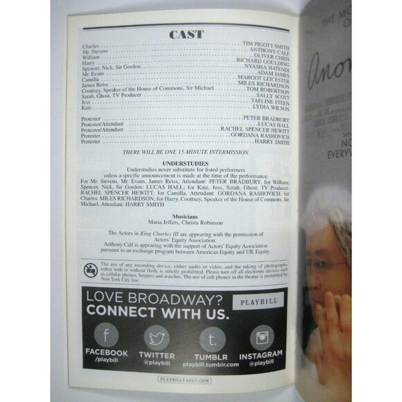 King Charles III Playbill January 2016 Mike Bartlett Tim Pigott-Smith Goulding - Picture 5 of 7